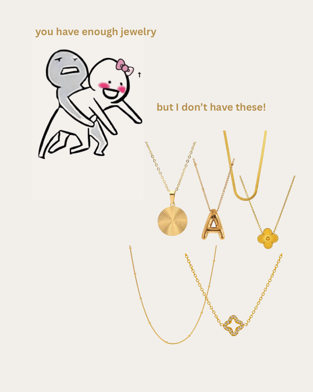 Flat lay of gold necklaces, rings, and earrings representing different jewelry styles